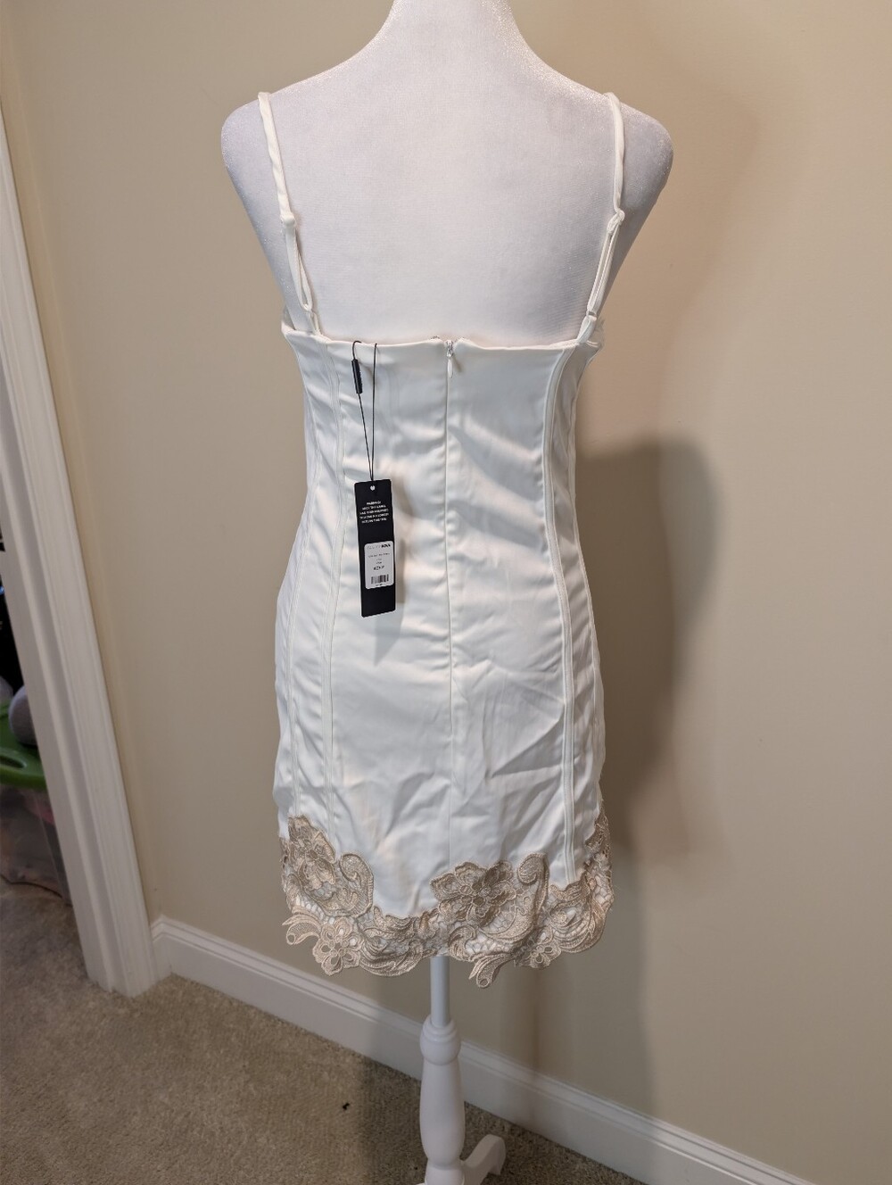 Fashion Nova Ivory Corset Dress with Gold Lace Accents - Picture 8 of 8
